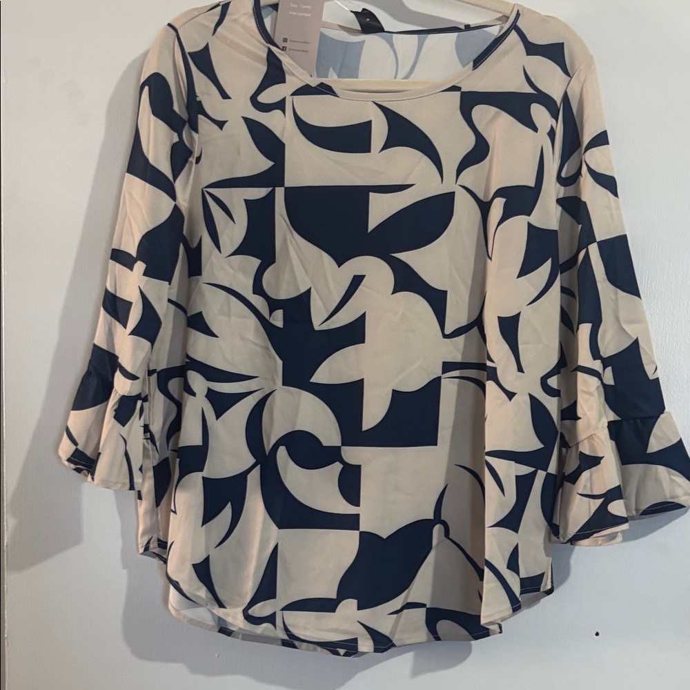 Elegant Cream and Navy Women's Blouse